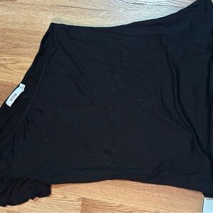 Black Short Sleeve Top - one shoulder